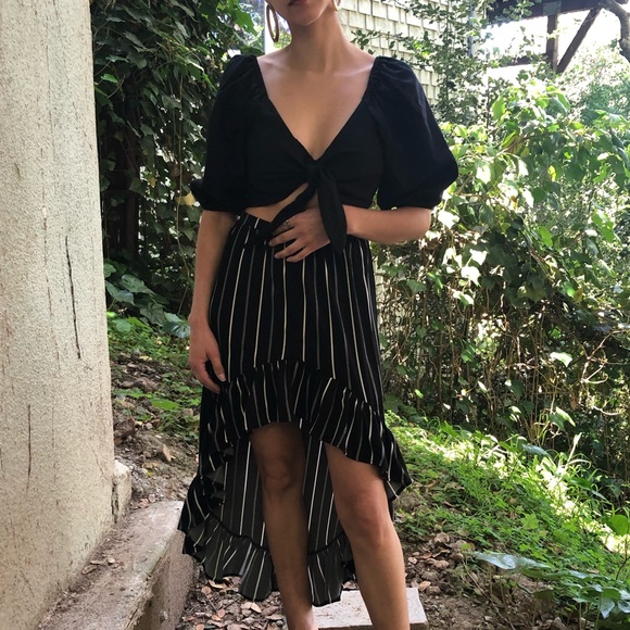 Express | Striped High Low Hem Skirt Sz XS - Picture 4 of 4